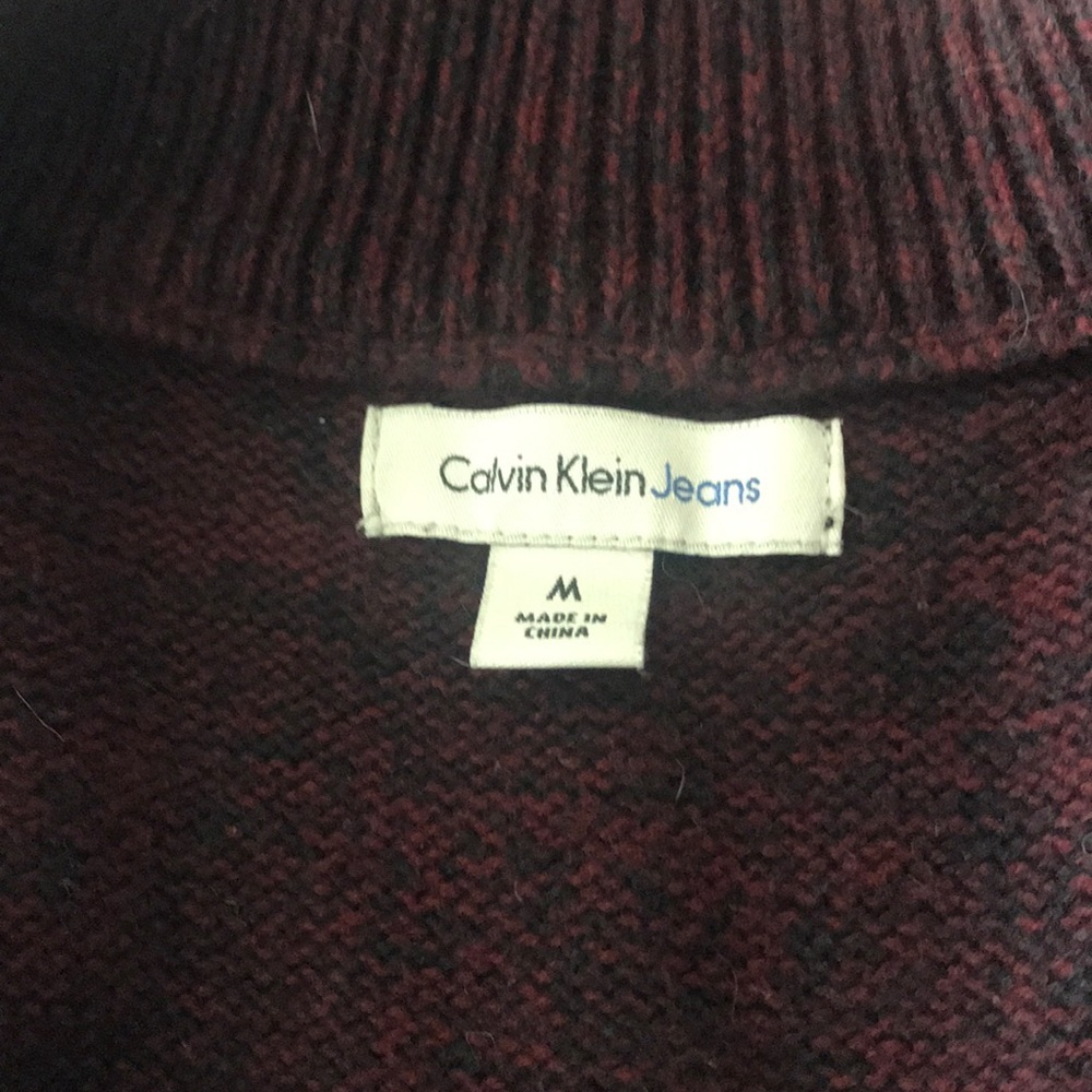 Calvin Klein Jeans Men’s Maroon half-zip Sweater - Picture 3 of 3